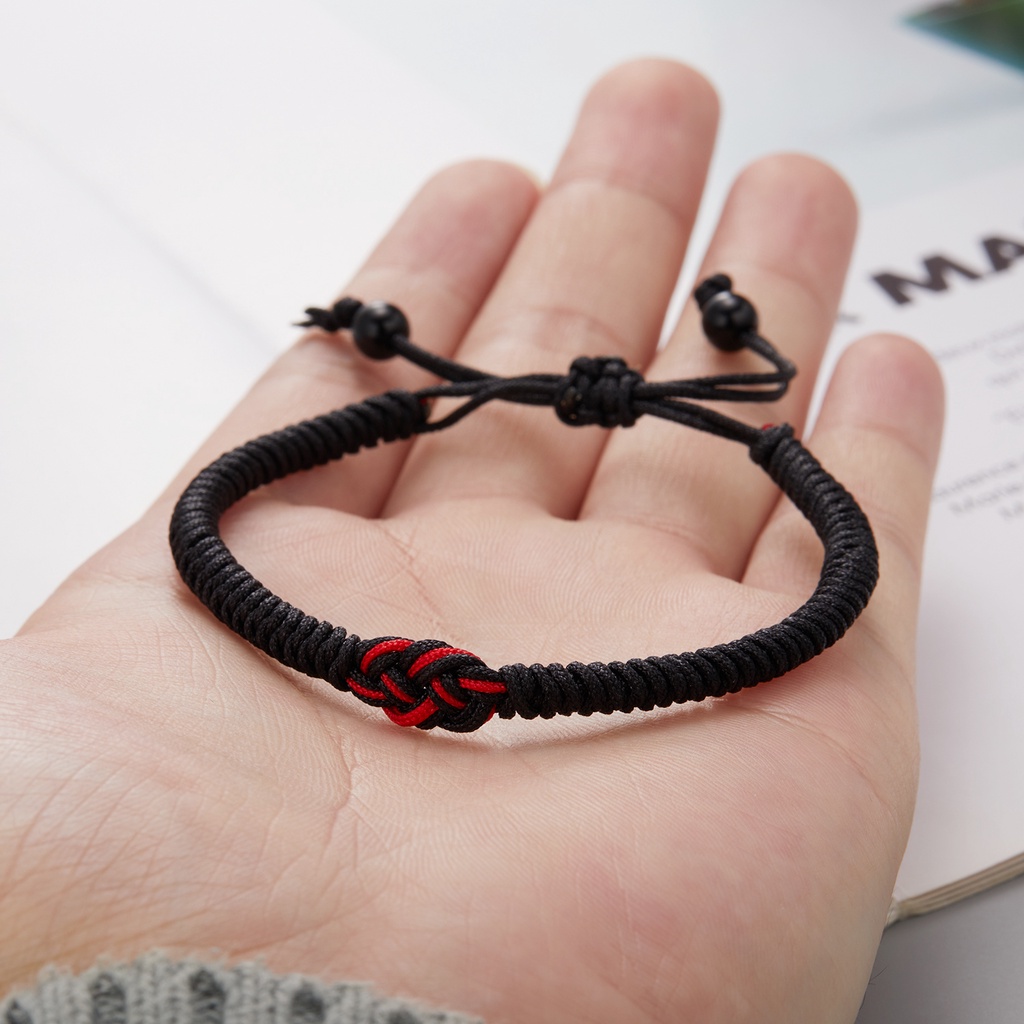 Vòng đeo tay RINHOO dây bện thủ công hai màu sắc kết hợp thắt nút thời trang dành cho cả nam và nữ
