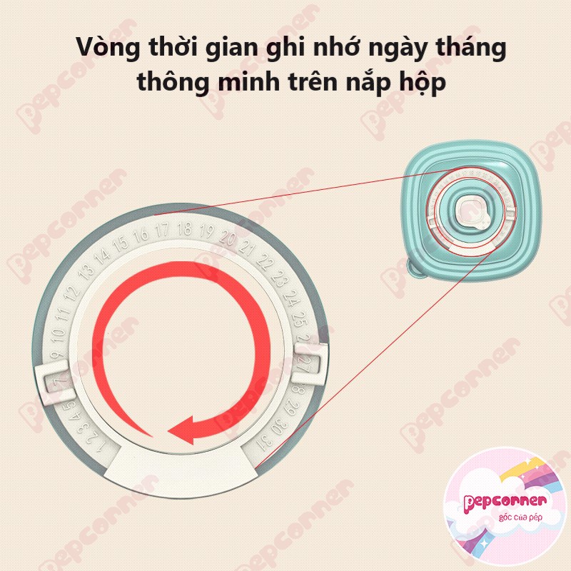 Hộp trữ đông, trữ đồ ăn dặm thức ăn cho bé 120ml Misuta, dùng được trong lò vi sóng, có đặt lịch ngày trữ đông