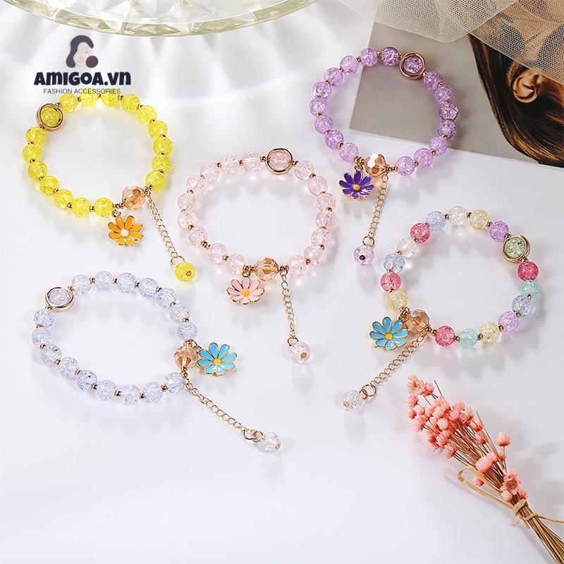 Vòng Tay Trang Sức Đính Hoa Cúc/ Dâu Tây/ Hướng Dương Dành Cho Nữ