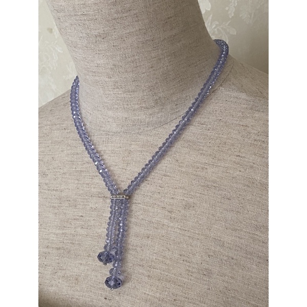 Vòng cổ pha lê Swarovski kiểu hạt bánh cam 6mm