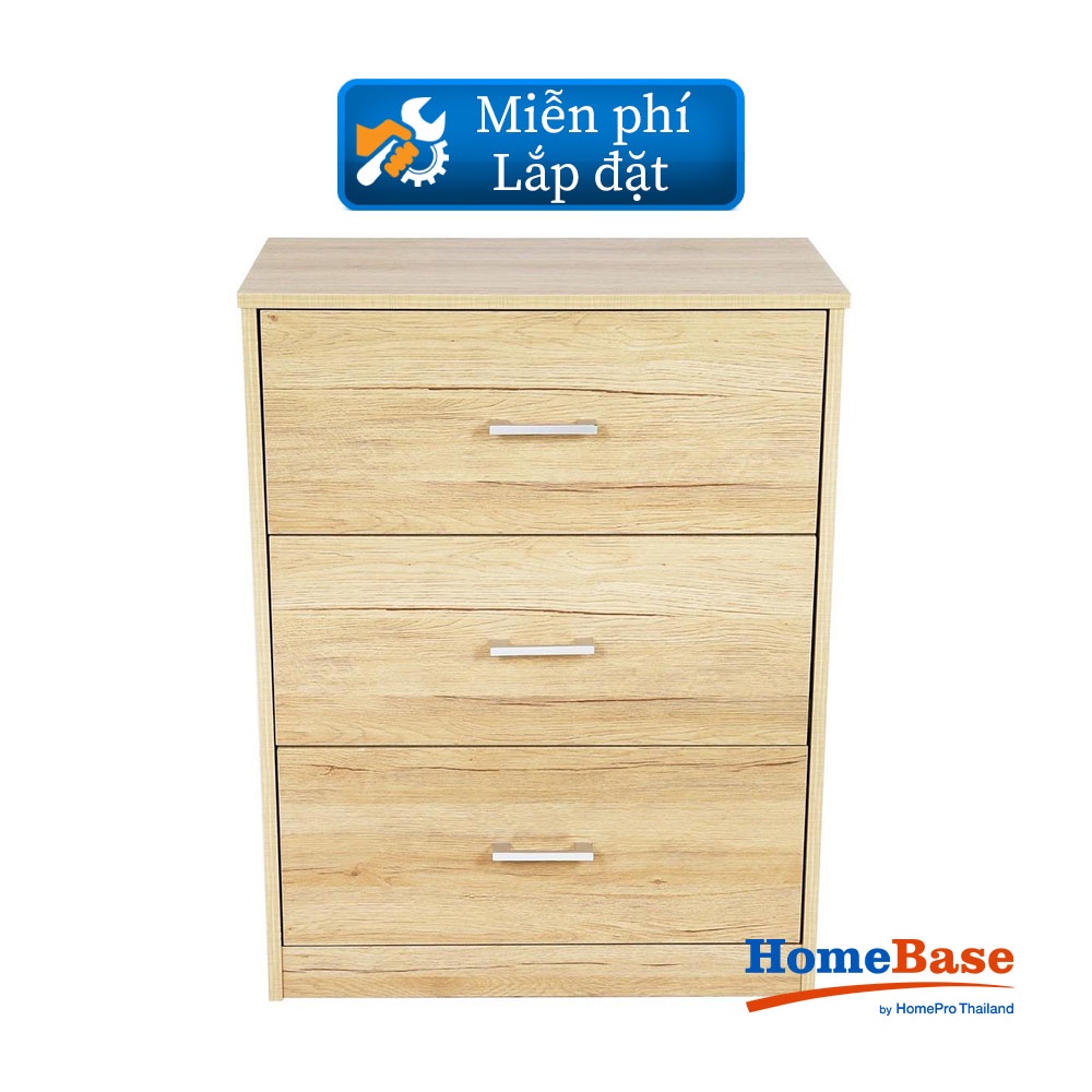 HomeBase FURDINI Tủ gỗ 3 ngăn Thái Lan W64xD36xH82CM màu gỗ sồi