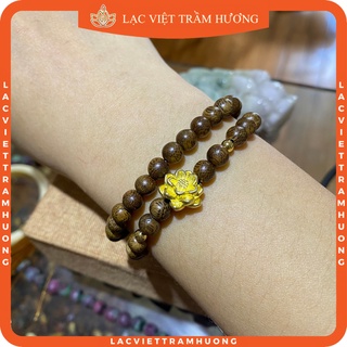 Vòng Tay Trầm Hương 54 Hạt 6 8mm Vòng Đôi Hoa Sen Vàng Phú Quý Trầm Tốc Cao Cấp |Lạc Việt Trầm Hương