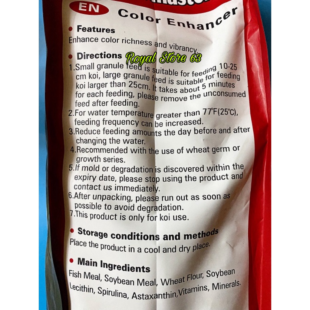 Aquamaster Color (Đỏ) thức ăn cho cá Koi Túi Nguyên 5kg