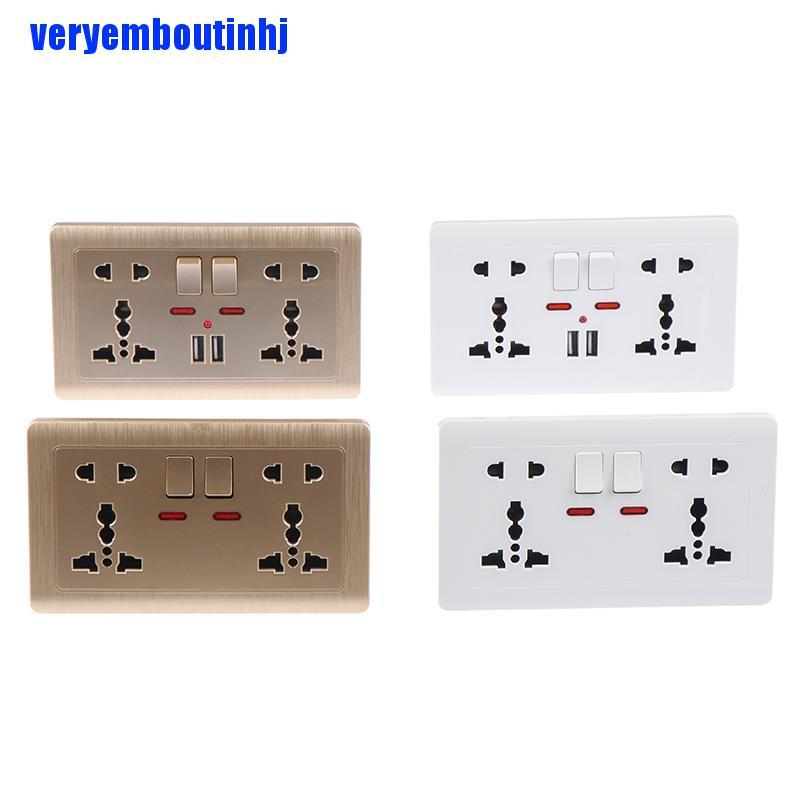 Ổ cắm điện 5 cổng 2.1A sạc USB kép tiện dụng