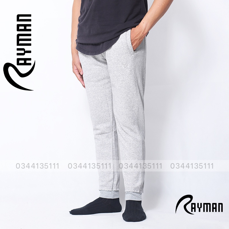 Quần Nam Jogger Thun Nỉ RAYMAN Quần Thun Dài Nam Màu Đen, Xám Chuột, Xám