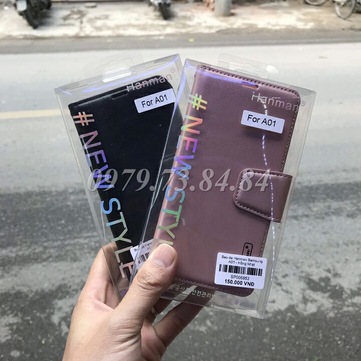 [Giá rẻ nhất ] Bao da SamSung Galaxy A01 dạng ví hiệu Hanman có quai cài