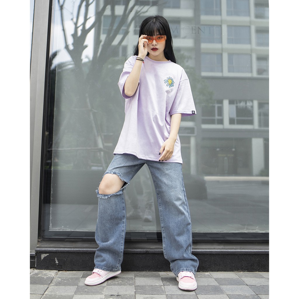 Quần Baggy Ống Suông Đứng Rách Gối To - Chất Vải Jeans Cao Cấp Mềm Mịn - Unisex Nam Nữ Hot Trend Dễ Phối Đồ -  Màu Xanh