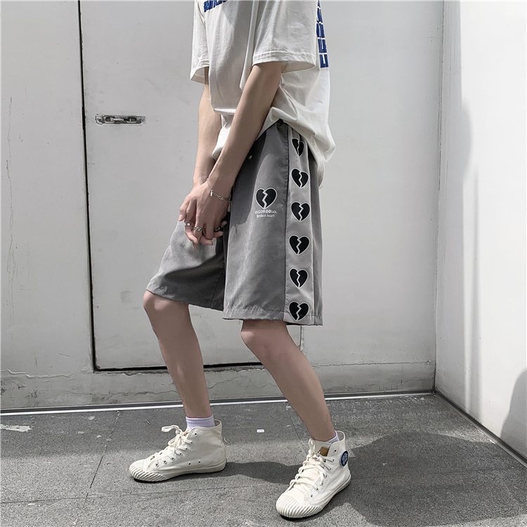 Quần Short Thể Thao Ống Thẳng Phối Màu Sắc Tương Phản Phong Cách Đường Phố Mỹ Cho Nam