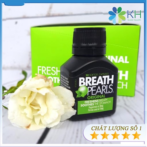Viên thơm miệng thảo dược Breath pearls (50v - Chính hãng Úc) giảm mùi miệng cho người lớn, phụ nữ và bé trên 6 tuổi