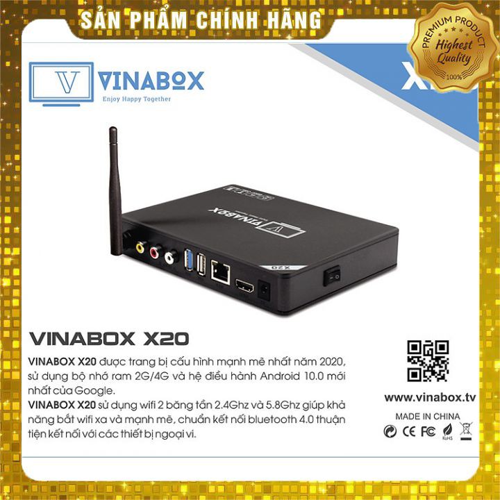 [ HÀNG CHÍNH HÃNG ] Tv Box  Android Vinabox X20(Gb) Ram 4g, Rom 32gb, Android 8.1.2 Wifi Cấu Hình Mạnh