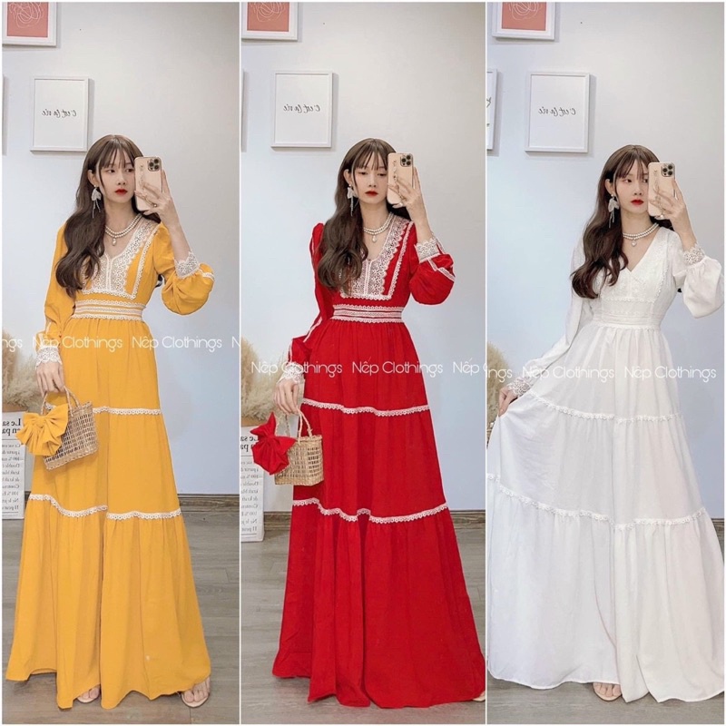 Đầm maxi voan phối ren nhiều màu siêu xinh sống ảo cực chill lên hình cực chất kèm ảnh thật