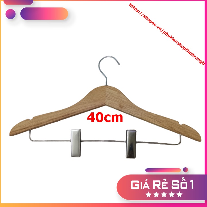 Móc gỗ bộ treo áo và quần chuyên dùng cho shop dài 40cm.