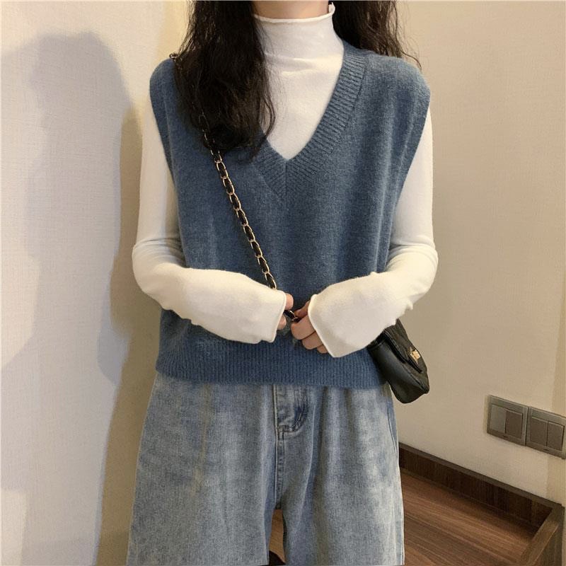 Áo gile len nữ, áo len dệt kim đơn giản dáng ngắn cực xinh cho chị em | BigBuy360 - bigbuy360.vn