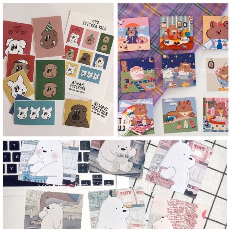 [ FreeShip ] Set 6 tấm thiệp postcard nghệ thuật S1,S2 có sẵn decor trang trí phòng cực xinh