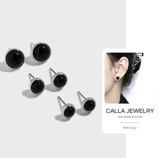 Black Stud Earrings | Khuyên tai bông tai bạc nụ đá đen Calla Jewelry l E069