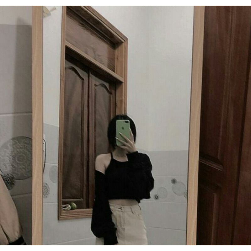 pass set áo croptop+ cardigan
