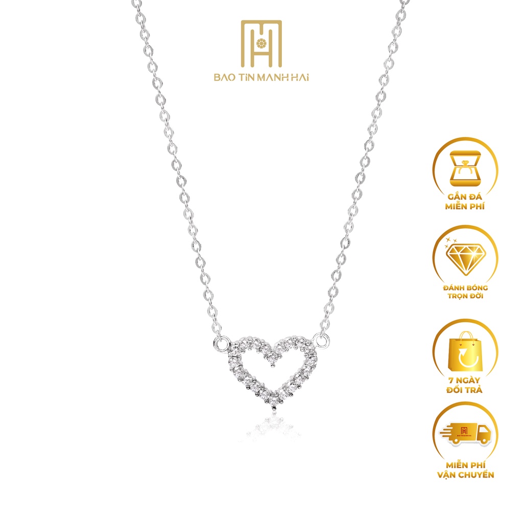 Dây chuyền Bạc ta hình trái tim phong cách Hàn Quốc DB02 Bảo Tín Mạnh Hải