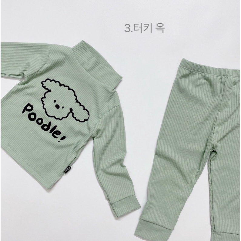 Bộ thun tăm Poodle cổ cao chất liệu mềm mại co giãn 4 chiều
