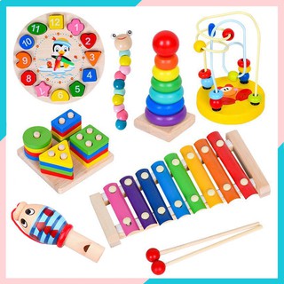 Đồ chơi gỗ, Combo 7 món giúp bé phát triển tư duy và trí tuệ , Đồ chơi giáo dục NobiToys