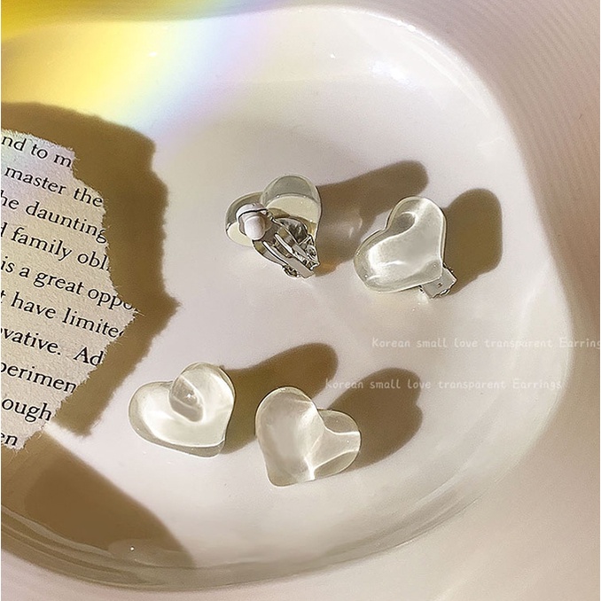 MOCHASHUĐôi khuyên tai mặt hình trái tim đá opal màu trắng thời trang dành cho nữ