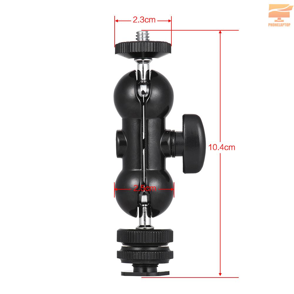 Lapt Multi-Function Double Ballhead Bracket Arm Ballhead with Cold Shoe Mount 1/4