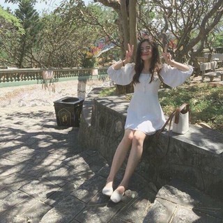 [KÈM QUÀ TẶNG] Đầm nút bọc tay phồng buộc nơ