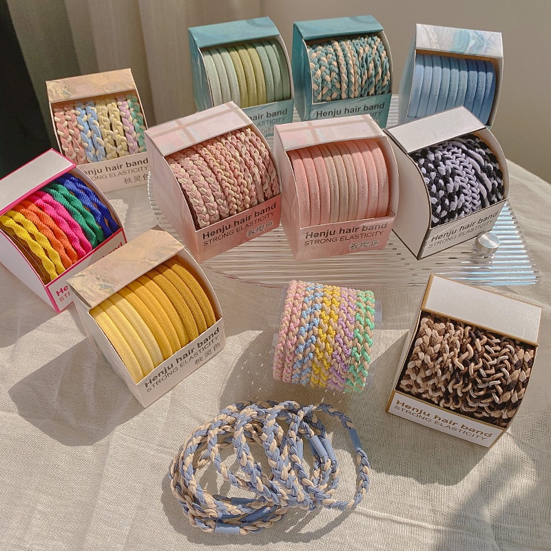 Hộp nhiều sợi cột tóc vải bản dày co giãn sắc màu không đau tóc Tatitava