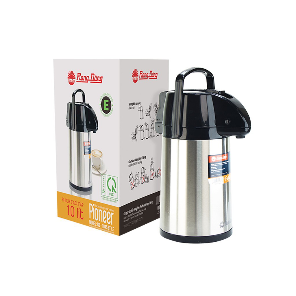 [HÀ NỘI - NHẬN HÀNG TRONG NGÀY]PHÍCH NƯỚC INOX RẠNG ĐÔNG CAO CẤP 1 LÍT, 2 LÍT, 2.5 LÍT RÓT NƯỚC BẰNG CẦN BƠM