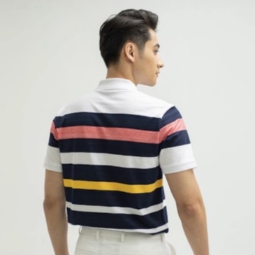 Áo thun polo nam Aristino APSG05S1 phông ngắn tay có cổ bẻ dáng Golf fit phối màu kẻ ngang vải cotton cao cấp mềm mát