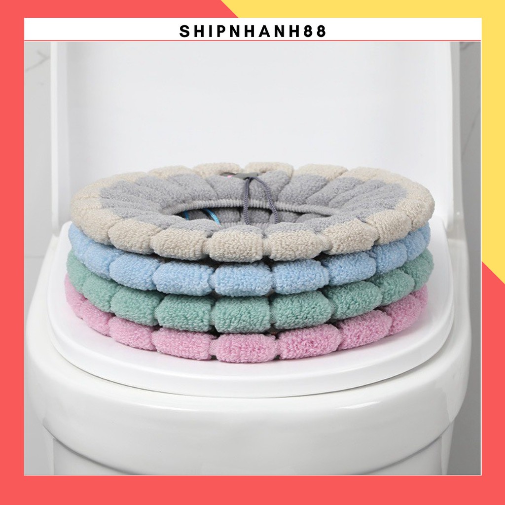 Lót bồn cầu mùa đông ❤️FREESHIP❤️ Miếng lót bồn cầu chống lạnh, loại nỉ dày, sử dụng nhiều lần có dây kéo 88205