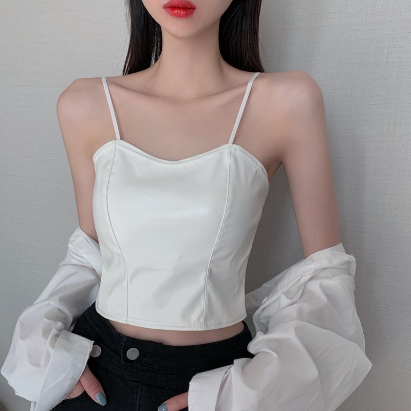 Áo Dây Da Pu Có Miếng Đệm Ngực Thời Trang Quyến Rũ
