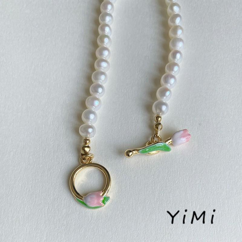 Vòng Tay Hoa Tulip Đính Ngọc Trai Đơn Giản Ngọt Ngào Cao Cấp Dễ Phối Đồ Thời Trang Cho Nữ