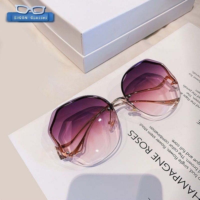 Kính mát không gọng chống tia UV màu sắc tuyến tính cho nữ