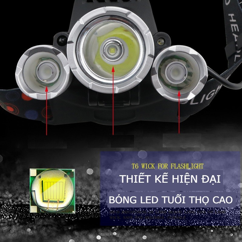 Đèn pin đội đầu pha led siêu sáng HeadLight, pin sạc dễ sử dụng