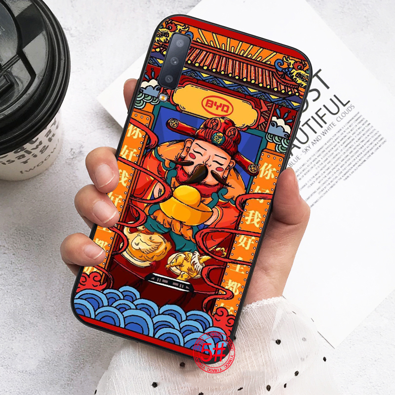 Ốp điện thoại mềm in hình vẽ Mèo Tài Lộc/Thần Tài 28Q dành cho Samsung A3 A5 A6 Plus 2018 A8 A9