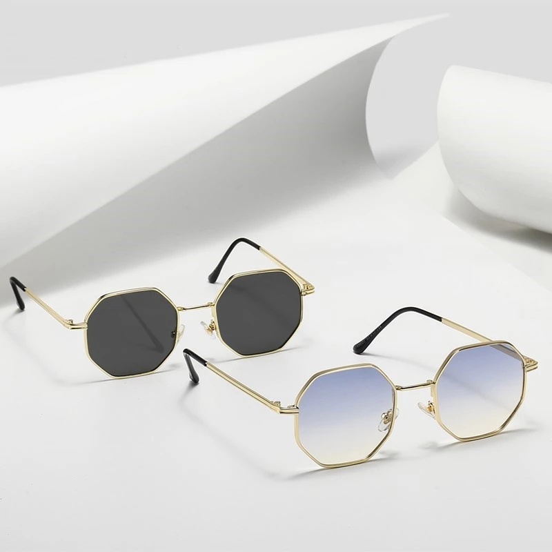 Kính mát gọng kim loại chống tia UV phong cách vintage thời trang cho nam và nữ