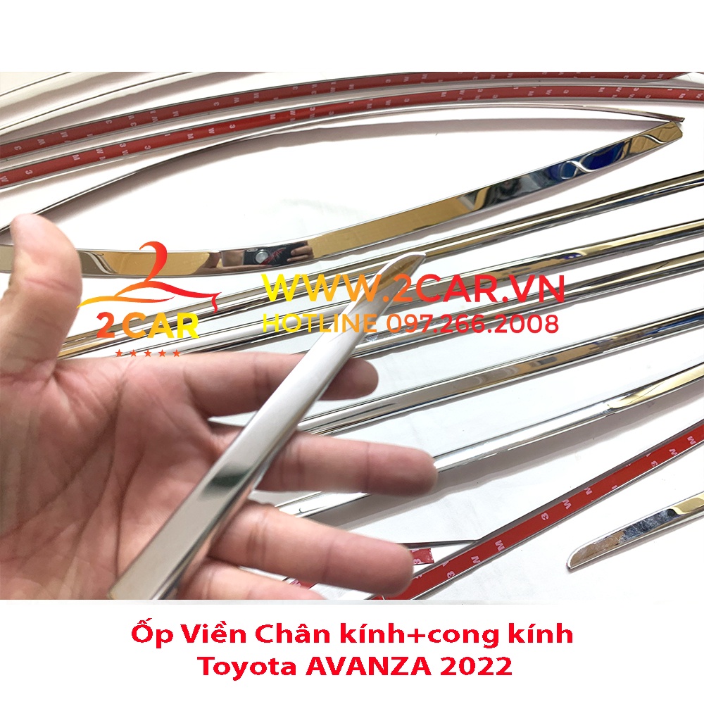 Nẹp viền chân kính, cong kính xe TOYOTA AVANZA 2022 2023 2024 chất liệu inox 304 sáng bóng