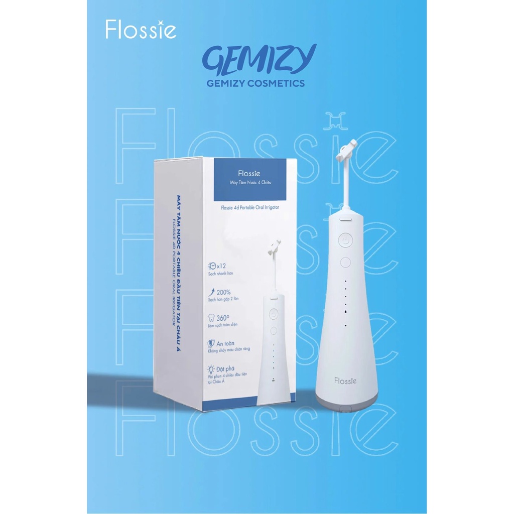 Máy tăm nước hai chiều Flossie Đức chính hãng, đầu phun xoay 360 độ - Gemizy Shop