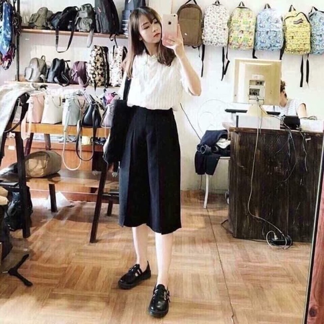 Quần culottes ngắn vải tuyết mưa