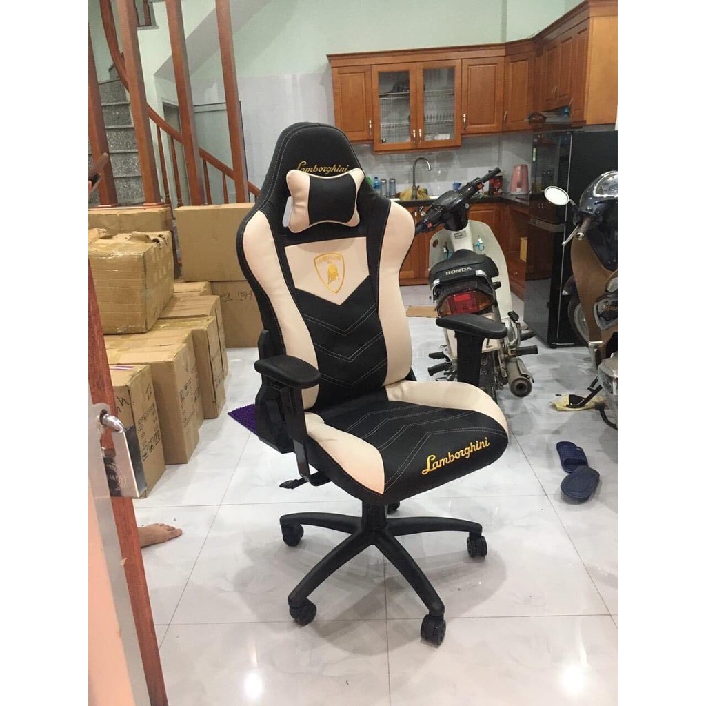 Ghế chơi game, ghế gaming Lamborghini V2 bản nâng cấp chân thép, ngả 180 độ