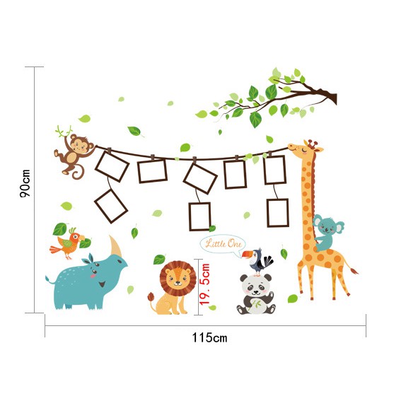 Decal trang trí tường Các Thú làm Dây leo treo ảnh