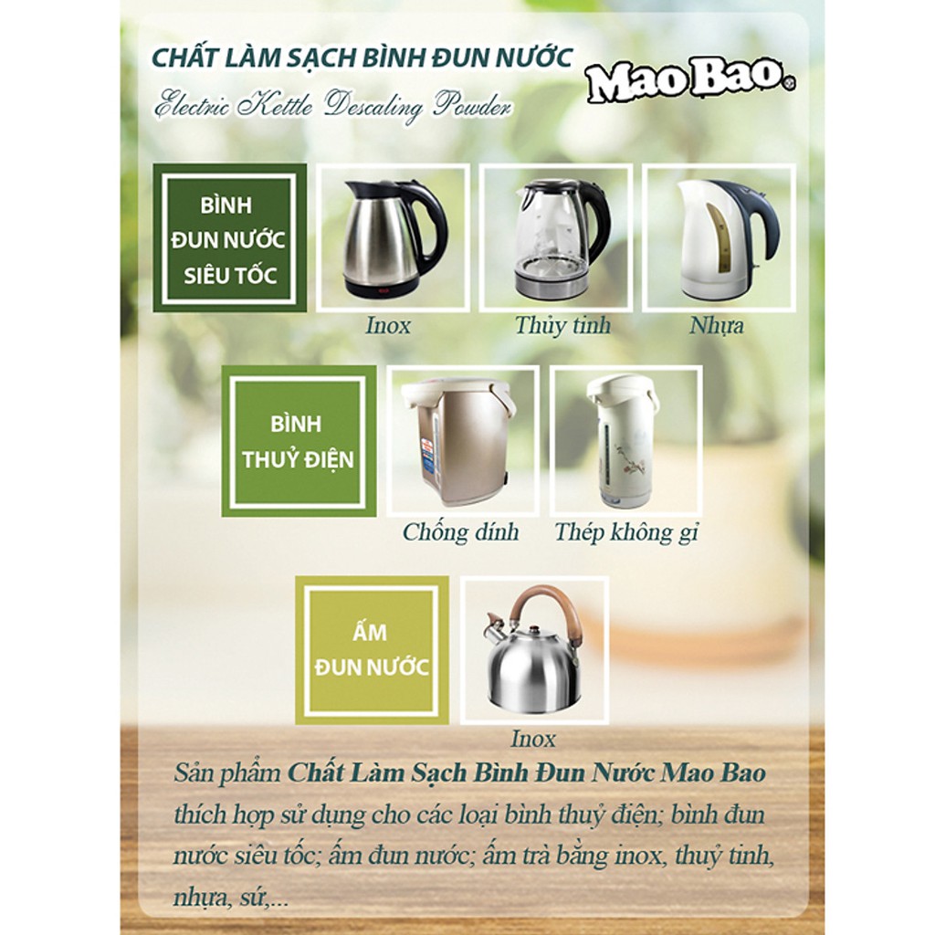 Chất Làm Sạch Bình Đun Nước Mao Bao