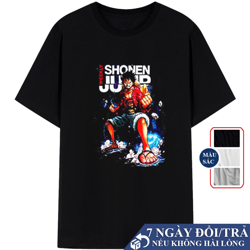 Áo Thun Tay Lỡ Luffy Gear One Piece Cực Chất Đen Trắng Xám, Áo Phông Oversize Nam Luffy Độc Đáo Vb4
