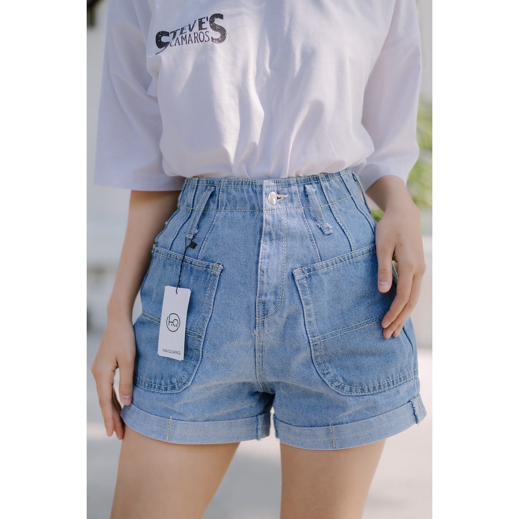 QUẦN SHORT JEAN NỮ ỐNG RỘNG CẠP CAO ULLZANG HAIQUANG PHONG CÁCH HÀN QUỐC -MÃ short HQ08