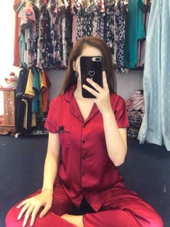 ĐỒ BỘ LỤA QUẦN DÀI - TAY NGẮN (trơn 1 màu)