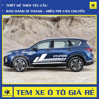 Tem xe Santafe dán 2 bên sườn - tem xe ô tô giá rẻ hà nội