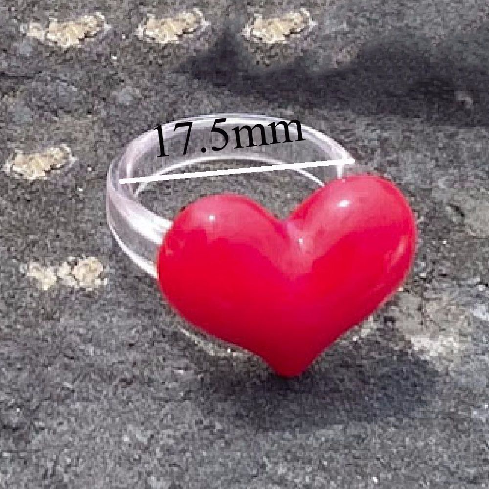 FORBETTER Women Girls Resin Rings Korean Fashion Jewelry Finger Ring Red Pink Chunky Heart Shaped Exaggerated Cute Lovely Sweet Thumb Ring