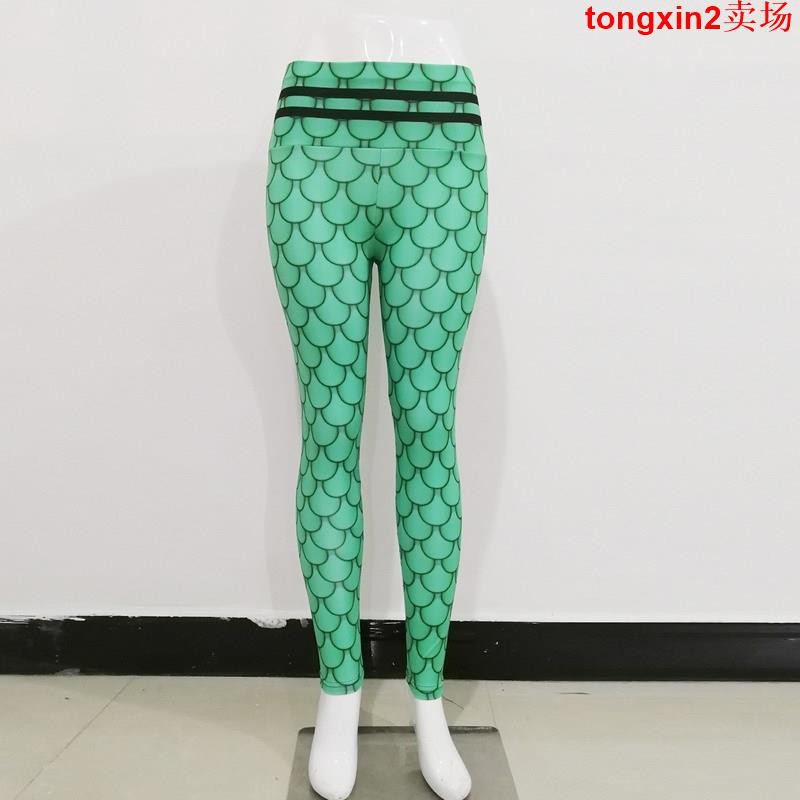 Quần Legging Thể Thao Lưng Cao In Hình Nàng Tiên Cá