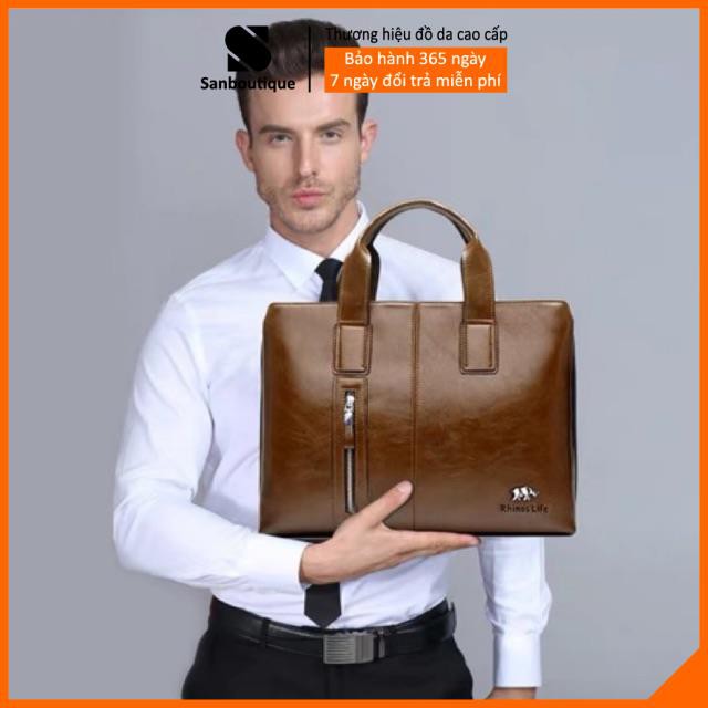 [Mã SR101512 giảm 25% đơn 50K] 🔖CHÍNH HÃNG 🔖TÚI DA NAM, CẶP DA CÔNG SỞ, CẶP LAPTOP.Cặp da Rhinos Life 8667