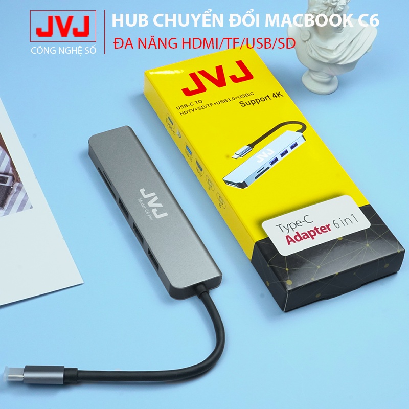 Hub type C USB C10 /C8/C6/C5/C4 JVJ đa năng cổng chuyển đổi chia cổng cho MacBook, Laptop - Bảo hành chính hãng 2 năm